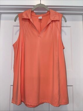 Livi Active Coral Sleeveless Polo Tank